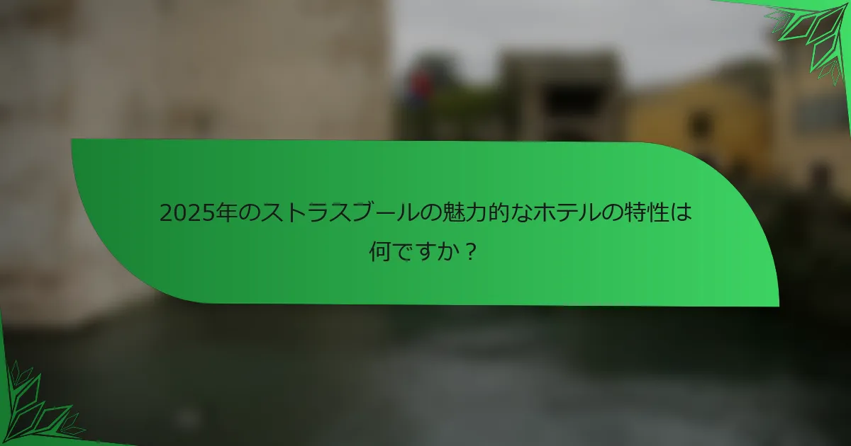 2025年のストラスブールの魅力的なホテルの特性は何ですか？