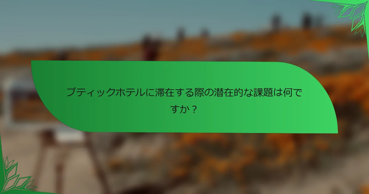 ブティックホテルに滞在する際の潜在的な課題は何ですか？