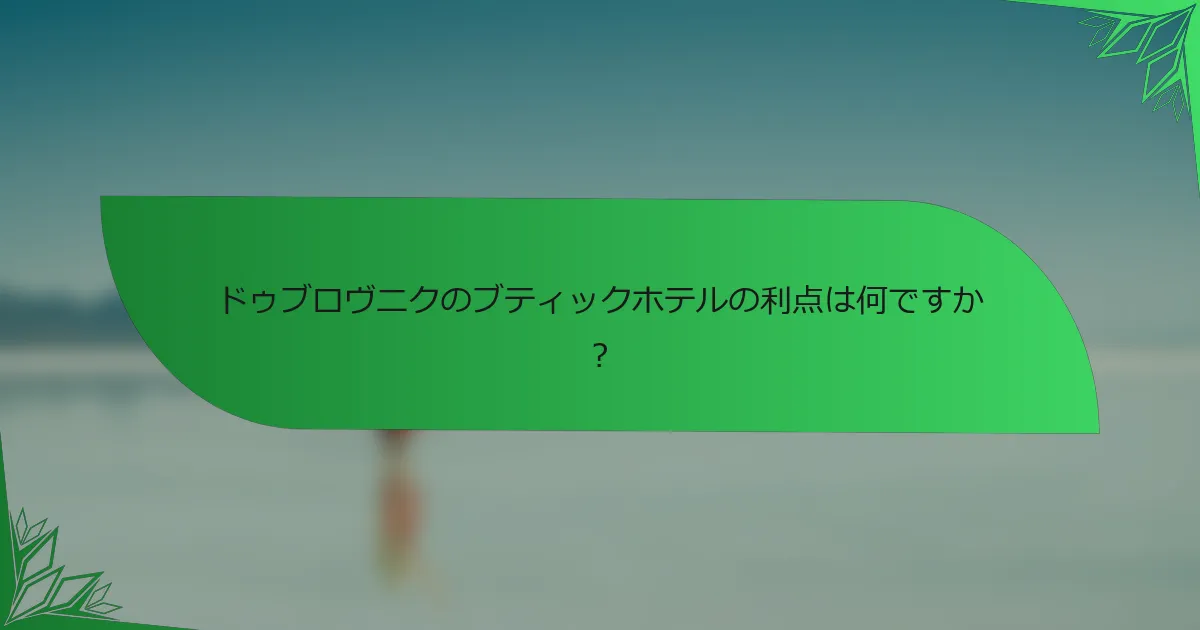 ドゥブロヴニクのブティックホテルの利点は何ですか？