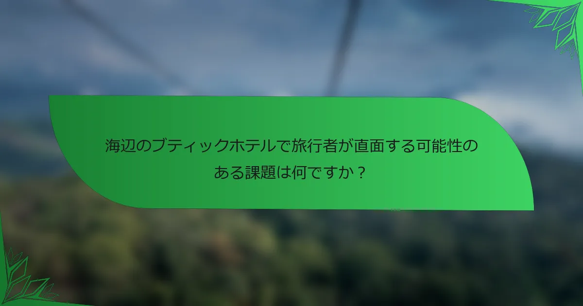 海辺のブティックホテルで旅行者が直面する可能性のある課題は何ですか？