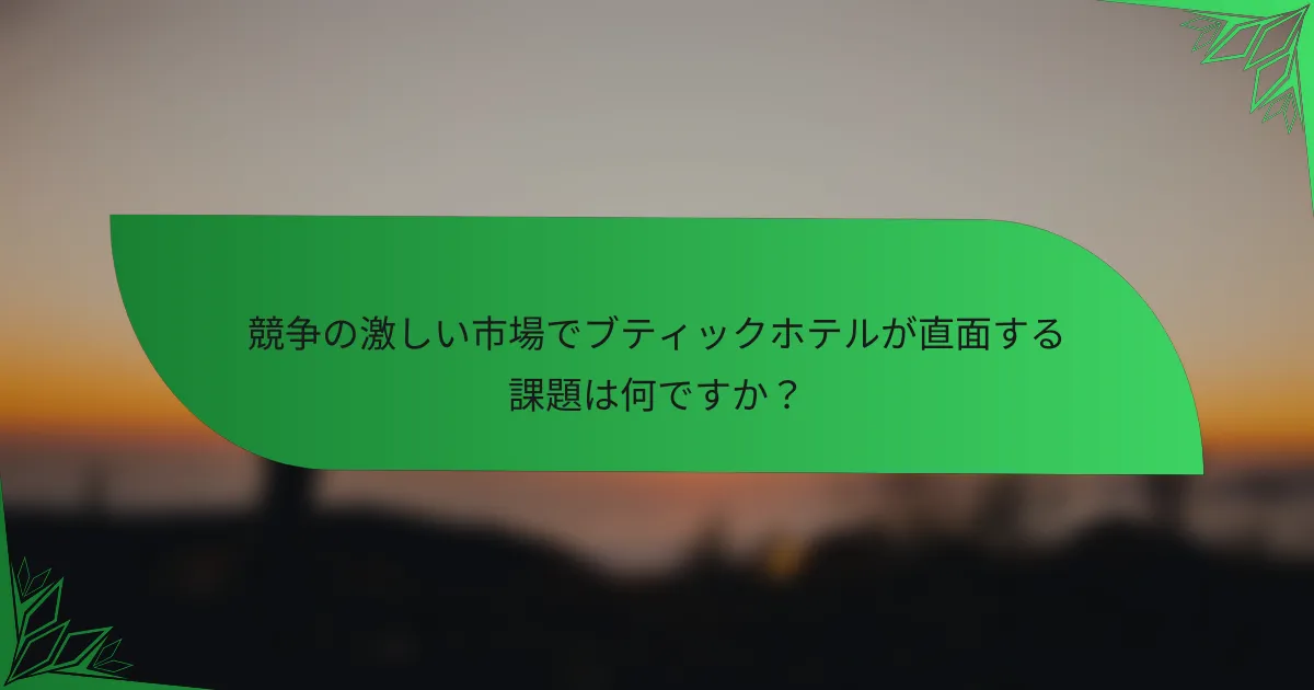 競争の激しい市場でブティックホテルが直面する課題は何ですか？
