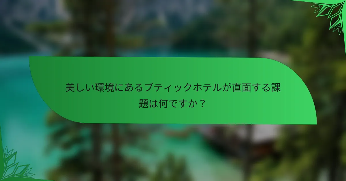 美しい環境にあるブティックホテルが直面する課題は何ですか？