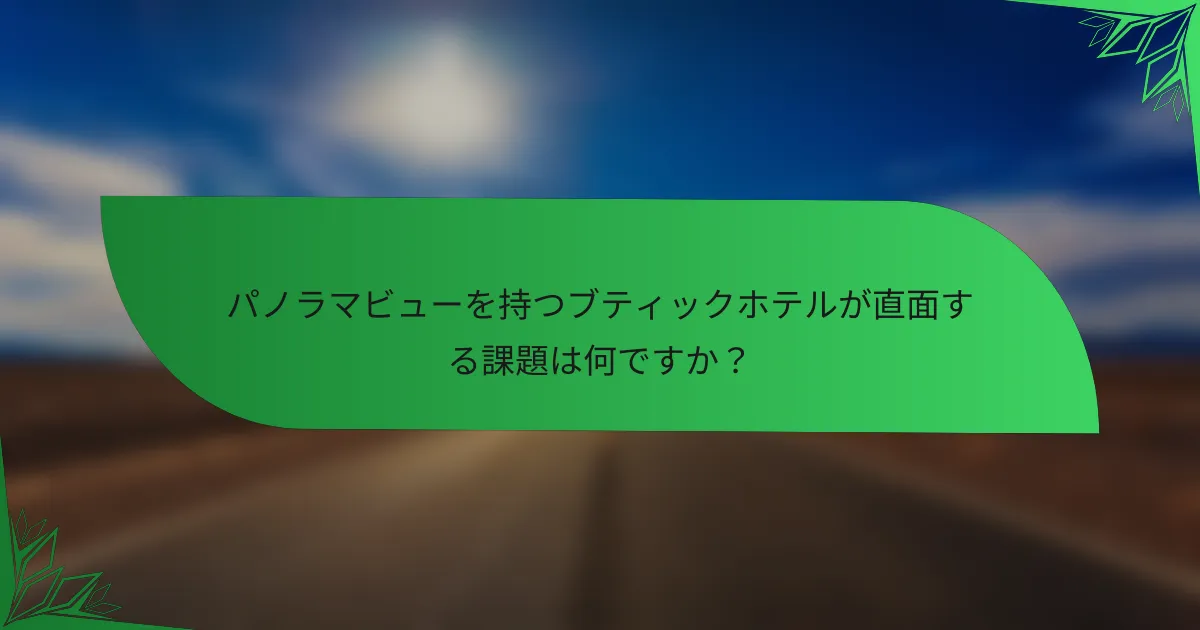 パノラマビューを持つブティックホテルが直面する課題は何ですか？