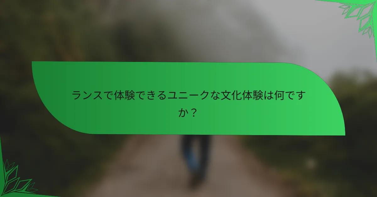 ランスで体験できるユニークな文化体験は何ですか？