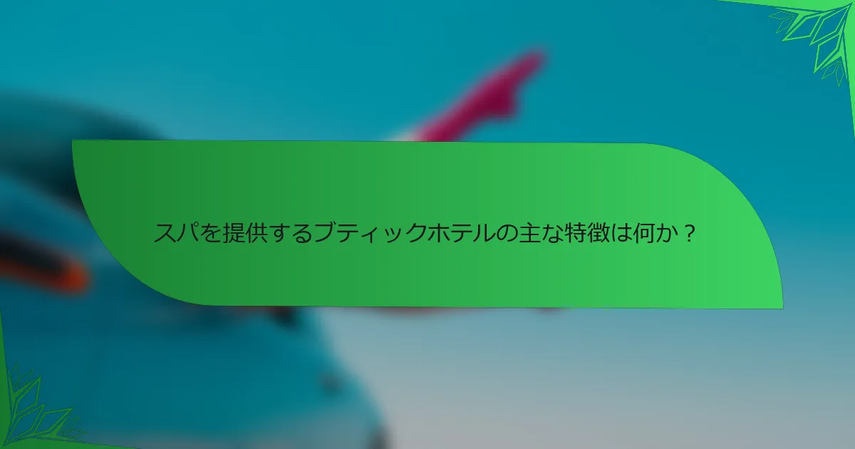 スパを提供するブティックホテルの主な特徴は何か？
